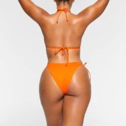 SWIM DIPPED TIE BOTTOMS | ORANGE -SWIMwear Sale Store SKIMS SWIM SW TBM 0797 OA ORG 0015 BK
