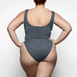 SHAPING SWIM TANK BIKINI TOP | GUNMETAL -SWIMwear Sale Store SKIMS SWIM SW TNK 0118 RB GUN 041 BK