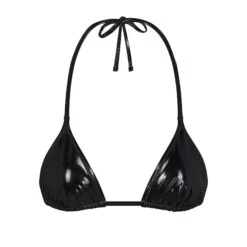 PATENT FAUX LEATHER SWIM MICRO TRIANGLE TOP | ONYX
