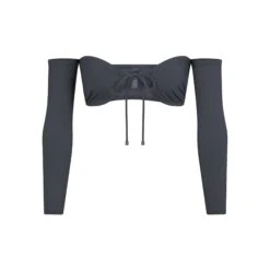 SWIM LONG SLEEVE BIKINI TOP | GUNMETAL