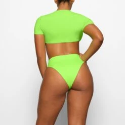 SWIM RUCHED T-SHIRT | NEON GREEN -SWIMwear Sale Store SKIMS SWIM TP SHR 2789 CA NGE 0013 BK