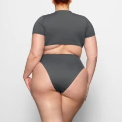 SWIM RUCHED T-SHIRT | GUNMETAL -SWIMwear Sale Store SKIMS SWIM TP SHR 2789 CC GUN 0012 BK