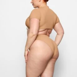 SWIM RUCHED T-SHIRT | OCHRE -SWIMwear Sale Store SKIMS SWIM TP SHR 2789 CC OCH 0009 SD