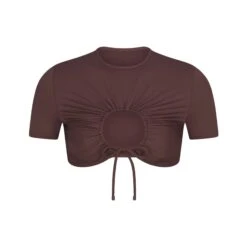 SWIM RUCHED T-SHIRT | COCOA