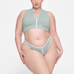 ZIP-UP SWIM MOCK NECK TOP | PACIFIC -SWIMwear Sale Store SKIMS SWIM TP TNK 3007 HC PAC 0003 FR