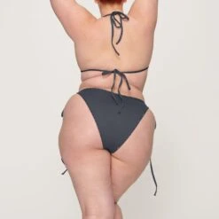 RHINESTONE TIE BIKINI BOTTOM | GUNMETAL -SWIMwear Sale Store SKIMS UNDERWEAR BB BRF 3184 GC GUN 0014